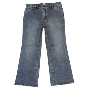 BASS Blue Distressed Crosshatch Pattern Bootcut Jeans Women's Size 12